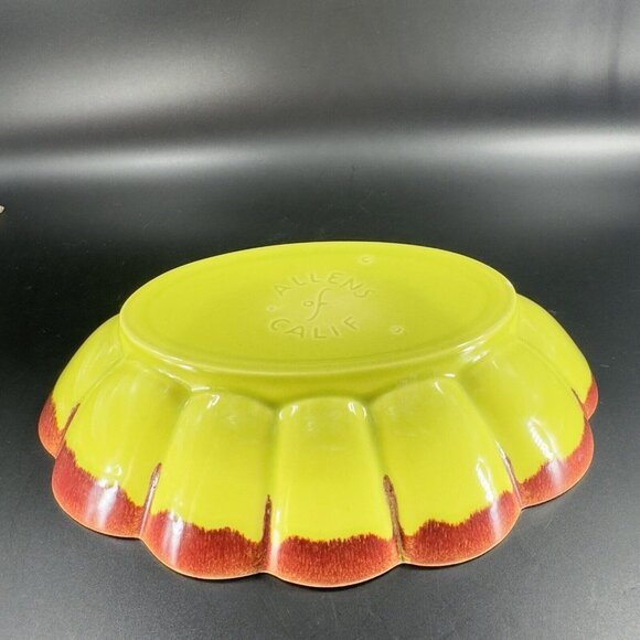 Vintage Allens of California Drip Glaze Green Sunrise Pottery Dish Bowl Planter - Picture 13 of 16